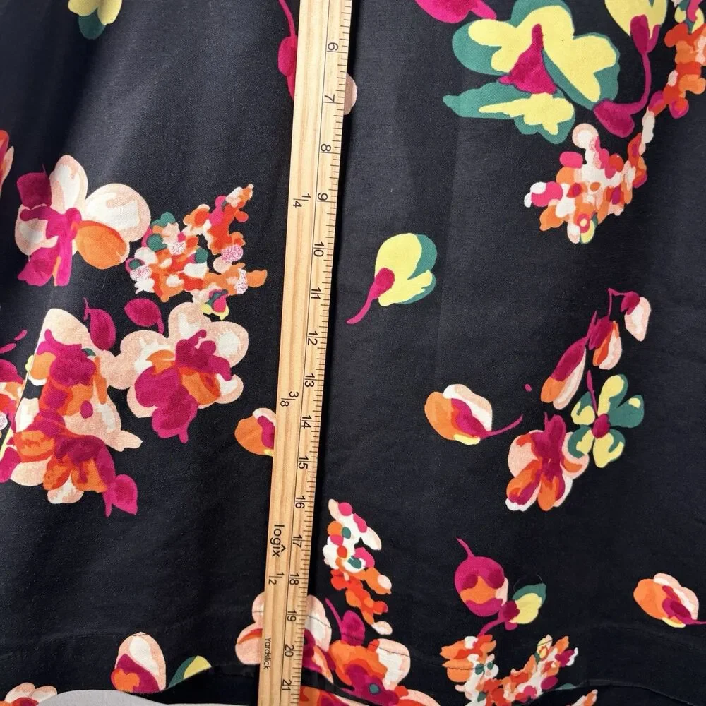 Merona Floral Mini Skirt Size 18 Plus Size Black Multicolor Stretch Cotton